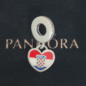Pandora Croatia Flag Heart Exclusive Dangle Charm with box